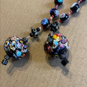 Colorful Beaded Necklace crazy beautiful glass beads no clasp style murano? 38”